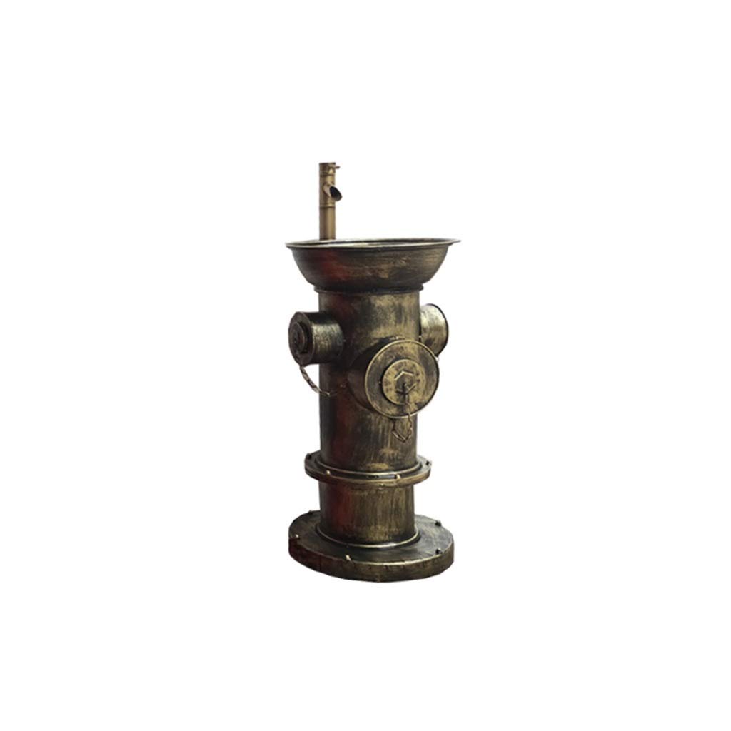 Pedestal Lavabo con Grifo, Boca De Incendio Estilo Retro Americano Metal Arte De Hierro Lavabo De Pie Fregaderos (Color : Bronze)
