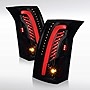 Autozensation Compatible with Cadillac Cts 2003-2007, Glossy Black Housing Smoke Lens LED Bar Tail Lights, L+R Pair Taillight Assembly