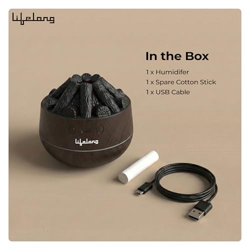 Image of Lifelong Bonfire Home Humidifier & Essential Oil Diffuser | 300ml Tank Capacity |Ultrasonic Aromatherapy for Home, Office & Bedroom with Soothing Light for Relaxation| Essential Oil Fragrance Diffuser