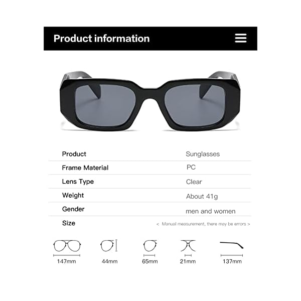 EYLRIM Thick Square Frame Sunglasses for Women Trendy Chunky Rectangle Sun Glasses - Image 7