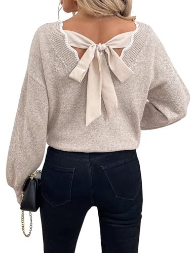 Image of ZAFUL Women's Cropped Sweater V-Neck Long Sleeve Pullover Jumper Knit Top
