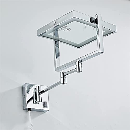 Espejo de Maquillaje LED Cuadrado de Pared, 3X Ampliación miniatura 6
