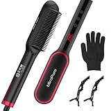 MiroPure Hair Straightener Brush with 13 Temp Settings, Ring Straightening Comb, 30s Fast Heating, 50 Million Level Anion, Negative Ions, LED Display, Dual Voltage for Women