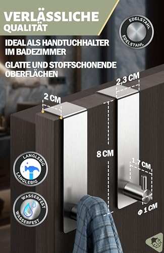 Menz Haczyki do drzwi ZT Design, zestaw 6 szt. – haczyki na drzwi ze stali nierdzewnej do zawieszenia