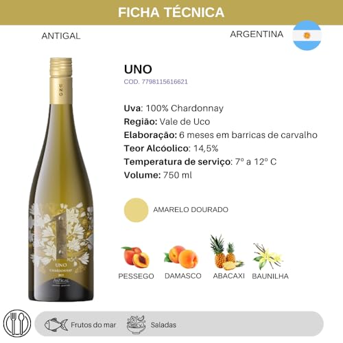 Vinho Branco Argentino Antigal Uno Chardonnay 750ml