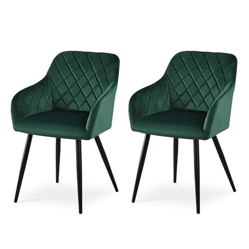 CLIPOP Esszimmerstühle 2er Set, Küchenstuhl Samt Bezug Wohnzimmerstuhl Polsterstuhl mit Armlehne...