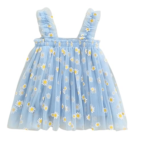 Image of TotzTouch Baby Girls Knee-Length Dress | Frock Cami Strap Flared Printed Net Sleeveless Gown