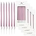 Aplusplanet 24 Count Pink Birthday Candles, Metallic Long Thin Pink Cake Candles in Holders for Cupcake Wedding Cake Birthday Cake Party Cake Decorations