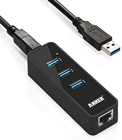 Anker 3-Port USB 3.0 HUB with 10/100/1000 Gigabit Ethernet Converter (3 USB 3.0 Ports, A RJ45 Gigabit Ethernet Port, Support Windows XP, Vista, Win7/8 (32/64 bit), Mac OS 10.6 and Above, Linux) Black