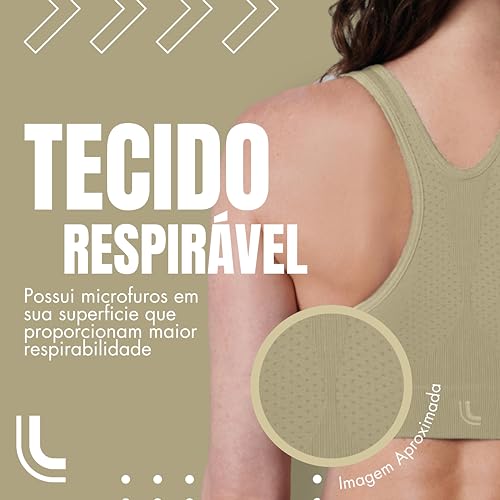LUPO Top Nadador Alta Sustentação Sport Sem Costura Academia Esportivo Feminino Adulto, Areia, GG