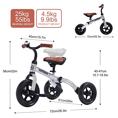 Image of YGJT 3 in 1 Tricycle for Toddlers Age 2-5 Years Old, Folding Kids Balance Bike with Adjustable Seat and Removable Pedal, Toddler Bike Ride-on Toys for Infant, Gifts for Baby Boys Girls Birthday