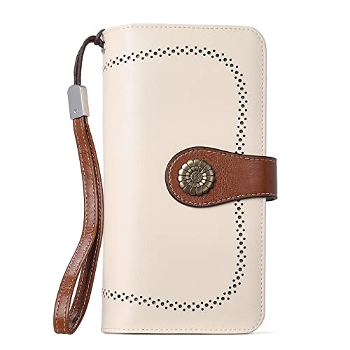 Bostanten Briefcase For Women Laptop Tote 15.6 Inch Genuine Leather Handbag Work Bag Beige Bundle Womens Wallet #TOP5