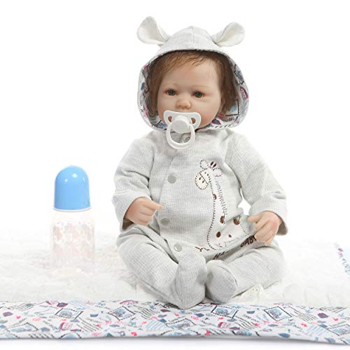 Puppe 20 Zoll 50 cm Real Touch Weiches Silikon Lebensechte und handgefertigte Reborn Babypuppen Realistische Vinyl Neugeborenes Baby Puppe Junge und schlafendes Mädchen Zwillinge Babys Geschenk (Jung Cover