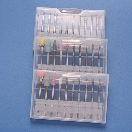 BRRNOO 10 Piezas Taladro de Clavos de Talla de Clavos Cutícula Taladro Limpio Taladro de Tungsteno Aleación de Acero Alejado de Muelle Juego para Manicura Rusa con Caja de (A)