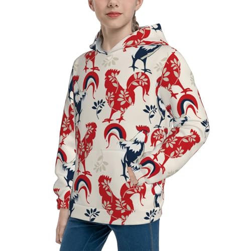 Roosters Kid Hoodies Boys Sweatshirts Girls Pullover with Pocket2