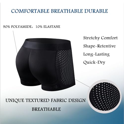 JOCKMAIL Mens Padded Underwear Mens Boxer Briefs with Butt Padding Comfort Padded Underwear for Gym, Date, Party 2 Pack4