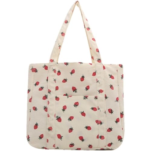 Bolso De Hombro con Estampado De Fresa, Bolso De Mano Dulce para Mujer, Bolso para Compras Sencillo, Bolso con Asa De Gran Capacidad para Viajes Aire Libre