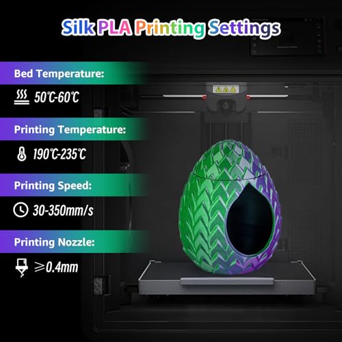 Image of Silk PLA Filament 1.75mm Bundle, Shiny Metallic Multi-Color 3D Printer Filament 10-Pack (250g /Spool, 2.5kg Total), High Gloss & Smooth Finish for Articulated Dragon Toys, 3D Art Crafts & Gifts