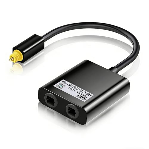 wilcractk Répartiteur Cable Fibre Optique Adaptateur Fibre Optique Splitter Audio Haute Vitesse Connecteurs Dorés Noir pour TV Home Cinéma Console Audio