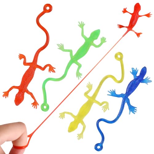 Toyvian 5Pcs Stretchy Sticky Lizards Toys Stretchy Rubbery Sticky Lizards Stretchy Sticky Toys for Party Favors Goodie Bags Easter Egg Basket Stuffers Pinata Filler Students Rewards