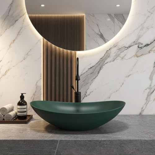 Image of Imported Luxurious Table Top Wash Basin /Ceramic Wash Basin /Green Colour Matte Surface Finish