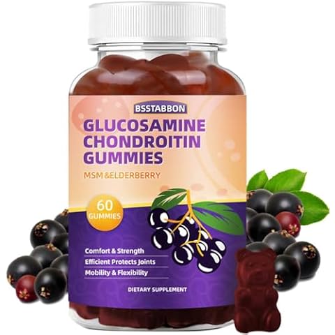 BSSTABBON Glucosamine Chondroitin Gummies with MSM Elderberry Supplement for Men and Women 60Gummies… Cover