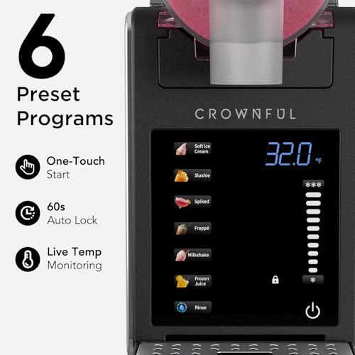CROWNFUL Slushie Machine for Home, 101oz (64oz Liquid Fill) Frozen Drink Maker, No Ice Needed, 6 Programs for Soft Serve, Frozen Margaritas, Frappés and more, Auto-Clean, Maintains Freshness for 12hrs - Thumbnail 5