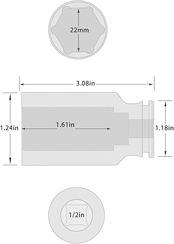 Miniatura 388 de Enchufe de impacto de 6 PT de 1/2" x 0.827 in de profundidad, CR-MO, 1/2 pulgada de accionamiento de 6 puntos para una fácil extracción