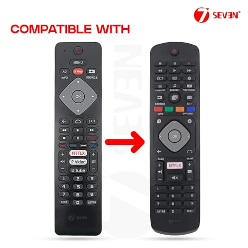 Image of 7SEVEN Compatible with Philips Smart TV Remote Suitable Only on 32PHT6815 /94 43PFT6815 /94 50PFL6870 /V7 32PHT5813S /94 43PFT5813S /94 50PUT6103S /94 Model's - No Voice Command