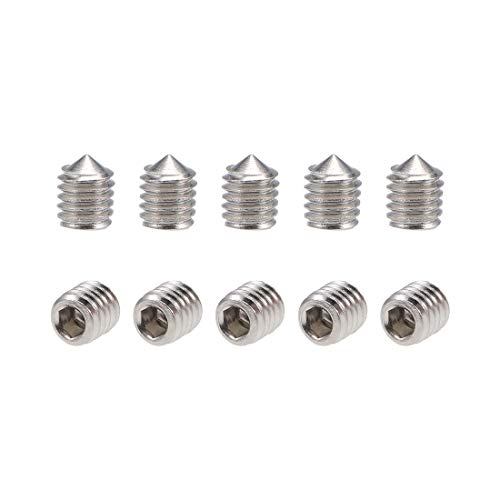 sourcing map 40pcs Vis Pointeau Conique pour Poignée de Porte Vis Sans Tête Hexagonale M5x6mm 304 Inox Acier