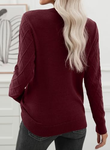 EVALESS Womens Sweaters Trendy Casual Crewneck Long Sleeve Cable Knit Lightweight Oversized Fall Sweaters Pullover Tops4