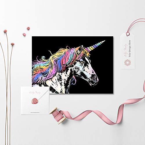 Scratch Art Paper(A4) for Kids & Adults, Rainbow Painting Night View Scratchboard, Art Craft, Crafts Set: 8 Sheets Scratch - Unicorn/Flamingo/Cat/Deer/Tiger/Leopard/Lion/Wolf & 6 Tools (Animal World)