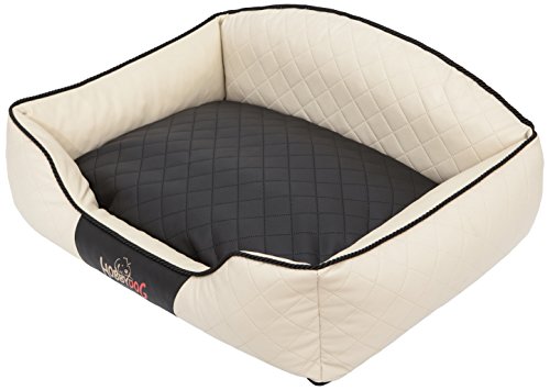 DOGGY Hobbydog XXLELIBCP2 Hundebett/Sofa/Korb Elite mit Kissen Kunstleder, beige/schwarz, XXL, 110 x 85 x 30 cm