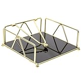 Milisten Servilletero para Mesa Base Acrílica, Estructura Metálica Dorada, Tamaño Compacto, Soporte Decorativo y Funcional para Cocina y Comedor, Adecuado para Guardar Pañuelos