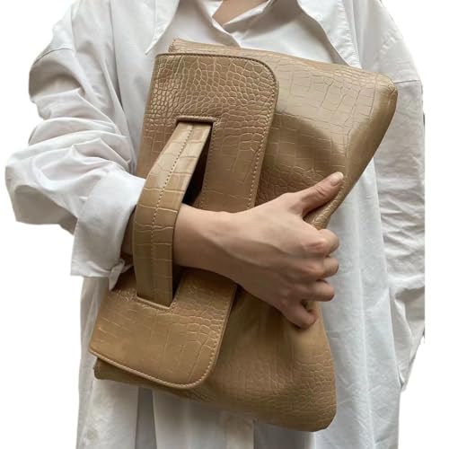 Image of Women Classic Crocodile Pattern Faux Leather Clutch Purse Oversized Female Shoulder Bag Messenger Handbag
