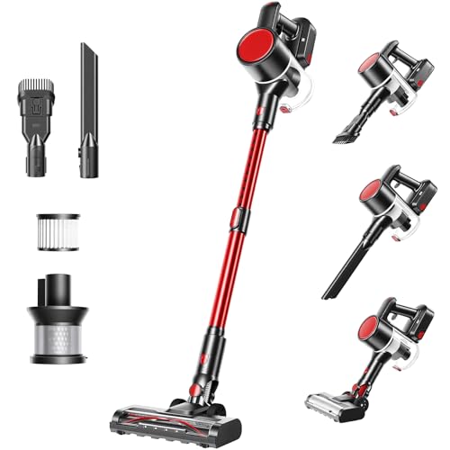 Image of OLIXIS Cordless Vacuum Cleaner, Rechargeable Upright Cleaner with Flexible Steering, Extendable Wand, LED Headlight, 3 Brushes & Wall Mount, Handheld Vacuum for Hardwood Floor Home Cleaning