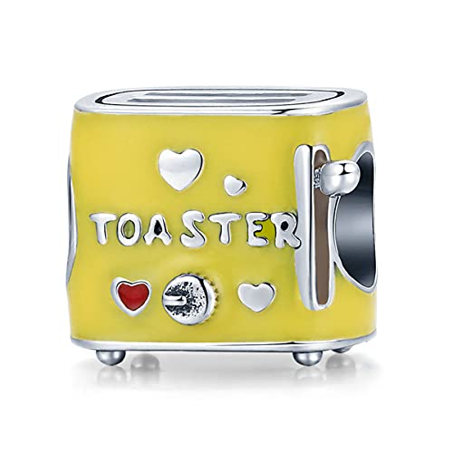 925 Sterling Silver TV Charm Ricecooker Charm Hairdryer Charm Oven Charm Coffee Charm Bread Charm for Pandora Charm Bracelet (Bread Machine)