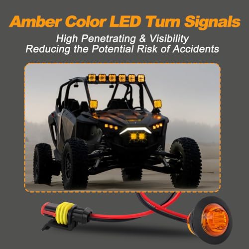 Image of UTV Turn Signal Kit,Plug and Play Street Legal Column Turn Signal Switch, Amber Led Light, Horn Kit compatible with Pioneer, Arctic Cat,Kawasaki, Polaris, Can-Am..