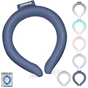 Neck Cooling Tube 70% Gel Increase Ice Ring Neck Cooler Wearable Body Cooling Products for Summer Outdoor Indoor Activities Relief for Hot Flashes(Navy,L)