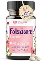 PregniVital Folsäure 400µg - L-5-MTHF Folsäure Kinderwunsch und Schwangerschaft* - hochdosiert, optimal bioverfügbar - 120 Tabletten