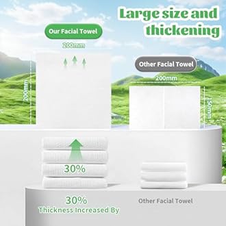 Disposable Face Towel, 100 Count Biodegradable Face Towels, for Washing Soft Cotton Dry Wipes Facial Cloths Towelettes for Washing and Drying, Facial Tissue for Cleansing
