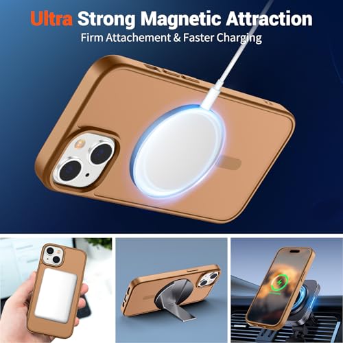 Image of SUPFINE Magnetic for iPhone 15 Case (Compatible with MagSafe) (Military Grade Drop Protection) Translucent Matte Shockproof with Anti-Fingerprint Phone Case,Brown
