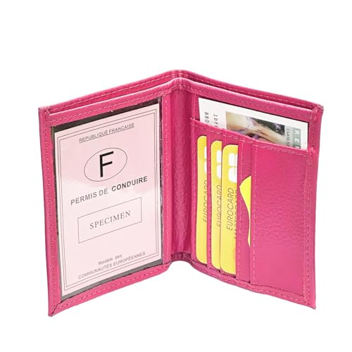 LOLUNA® Porte Carte identité - Permis de Conduire - Carte bancaire - Vitale - Billet - Fidélités - Petit Format Compact, Fin et Plat, Emplacement Cousu, en...