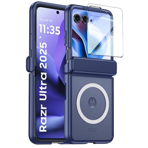 Motorola Razr 60Ultra�����C�݊����̂���q���W�ی�p�̃t�H�[���h�P�[�X�A�����t�����g�X�N���[���v���e�N�^�[���b�L�t���[���N���A�����J�o�[ (��,Razr 60�E���g��)