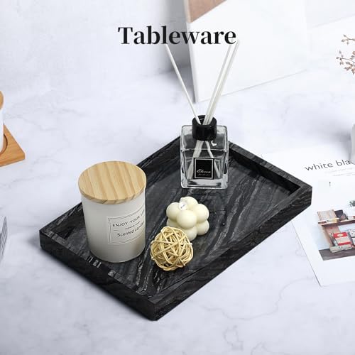 YMXYJM Natural Marble Tray for Bathroom, Genuine Ancient Wood Grain Marble Vanity Tray, Luxury Stone Trays for Dresser, Home Decor, Kitchen, Non-Resin/Non-Ceramic, 12"x 8", Ancient Wood Grain