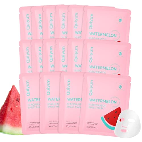 QUIYUM 14 Pack Watermelon Niacinamide Sheet Mask - Hydrating Facial Masks