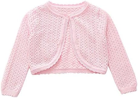 Infant Long Sleeve Cardigan Newborn Shrug Baby Bolero Dress Cover Up for Girls Pink 0-6M
