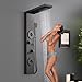 ROVATE Shower Panel Tower System with Rainfall Shower, Elegant Matte Black Shower Tower with Powerful Body Massage Jets, Handheld and Tub Spout, Stainless Steel Shower Column High Pressure