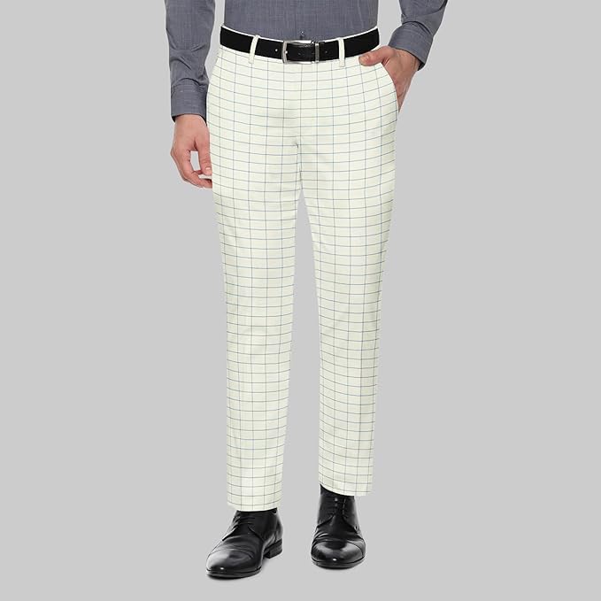 Image of BIGREAMS Unstitched Checkered Suiting Luxury Pants Fabric for Men - 1.5 Meter Pant Piece | Premium Blended Material | Soft Finish | Ideal for Formal Trousers