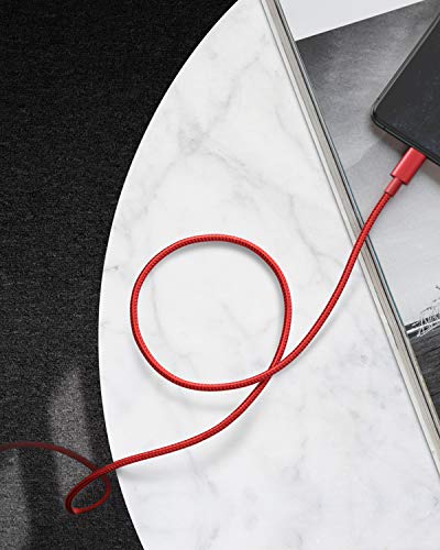 Image of Anker USB-C to Lightning Cable, [6ft MFi Certified] New Nylon Fast Charging Cord for iPhone 13 13 Pro 12 Pro Max 12 11 X XS XR 8 Plus, AirPods Pro, Supports Power Delivery (Red)